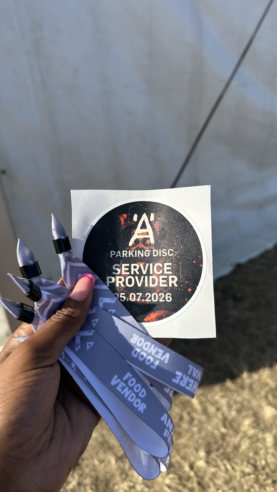 Food vendor wristbands and service provider pass